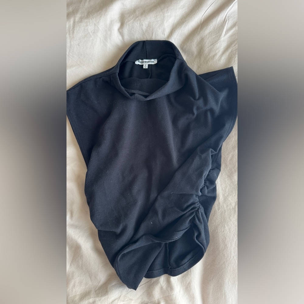 Reformation Black Cowl Neck Top